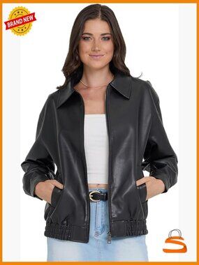 Faux Leather Oversized Bomber Jacket Women Plus Size Motorcycle